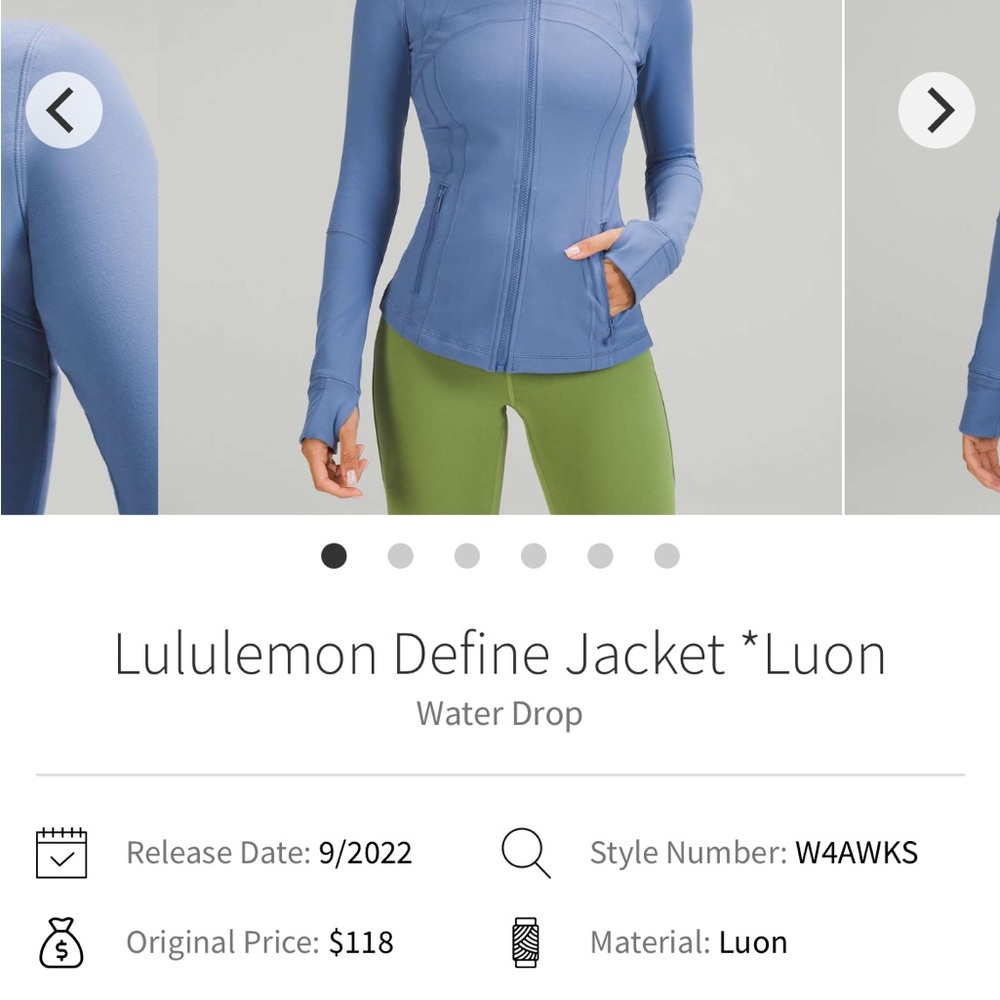 lululemon luon Define Jacket in Water Drop Blue